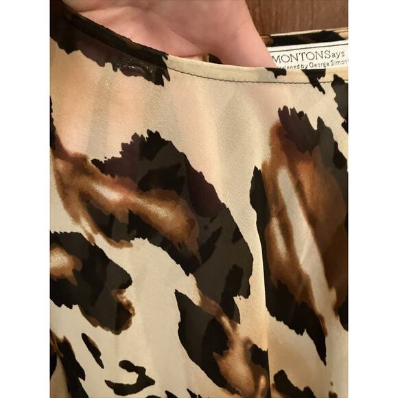 Simonton Says Size Large Sheer Animal Print Top Asymmetrical Hem Oversized Print - Picture 4 of 10